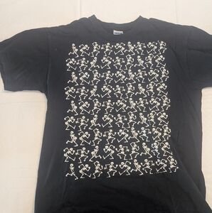 Gildan Black Skeleton Print Men's T-Shirt